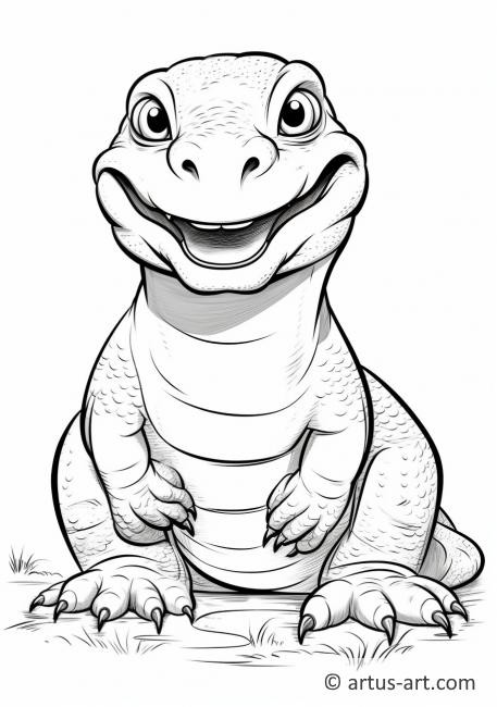 Página para colorear del dragón de Komodo para niños